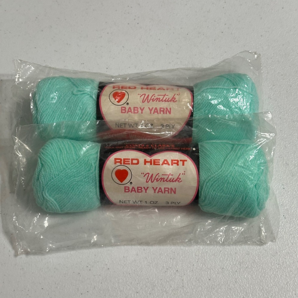 Red Heart Wintuk Baby Yarn 100% Orlon Acrylic‎ Pastel Green Vintage New 2 Skeins